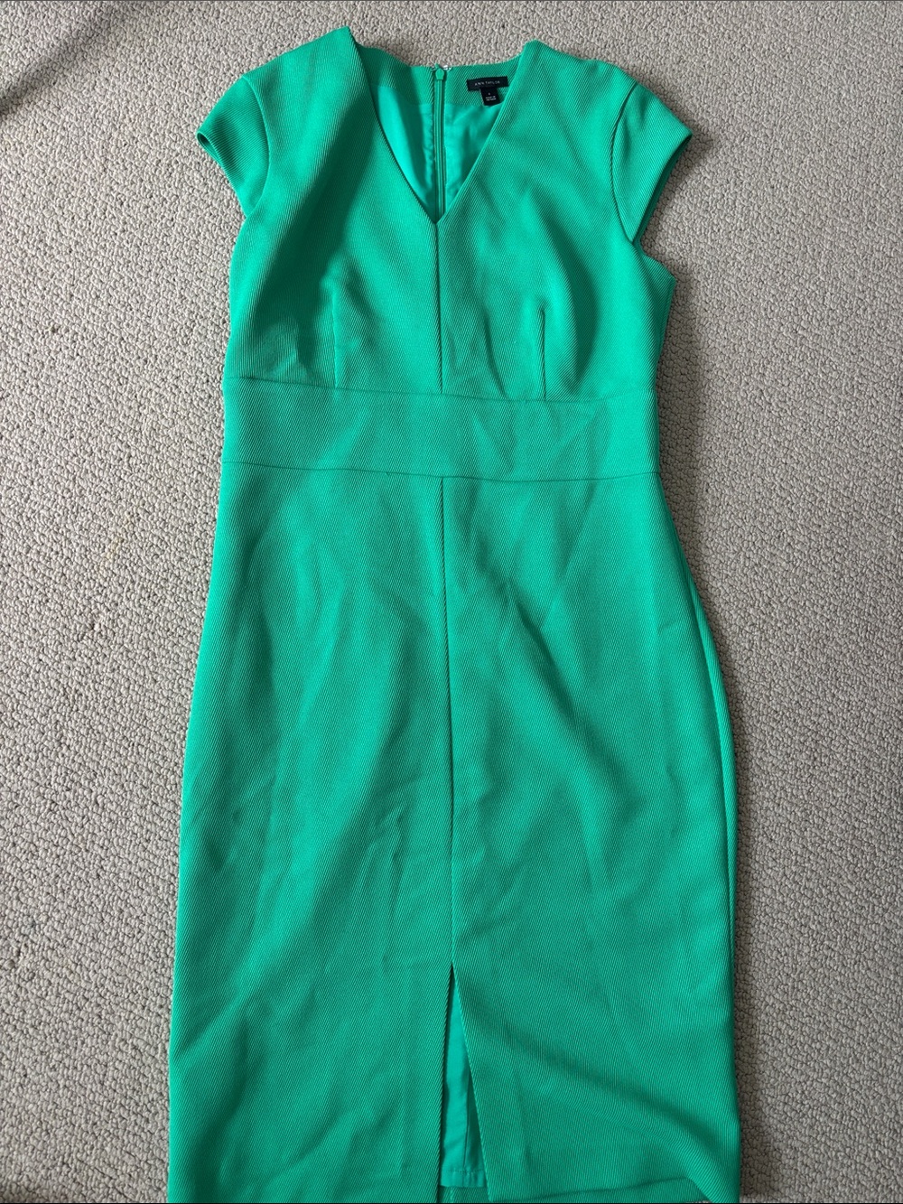 Ann Taylor Teal Cap-Sleeve Sheath Dress